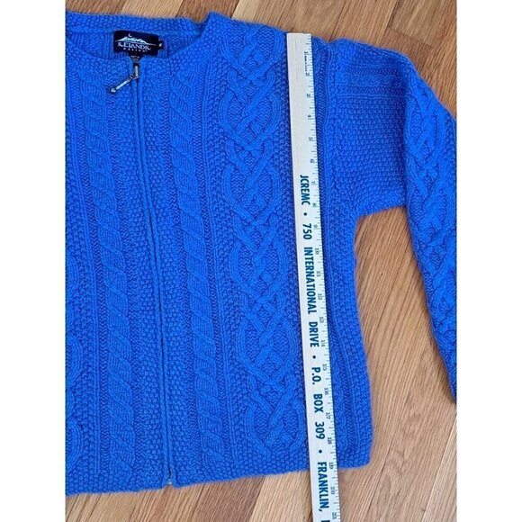 Icelandic Design Women's Medium Cable Knit Sweater Purple Silk Angora Full Zip - Picture 7 of 12